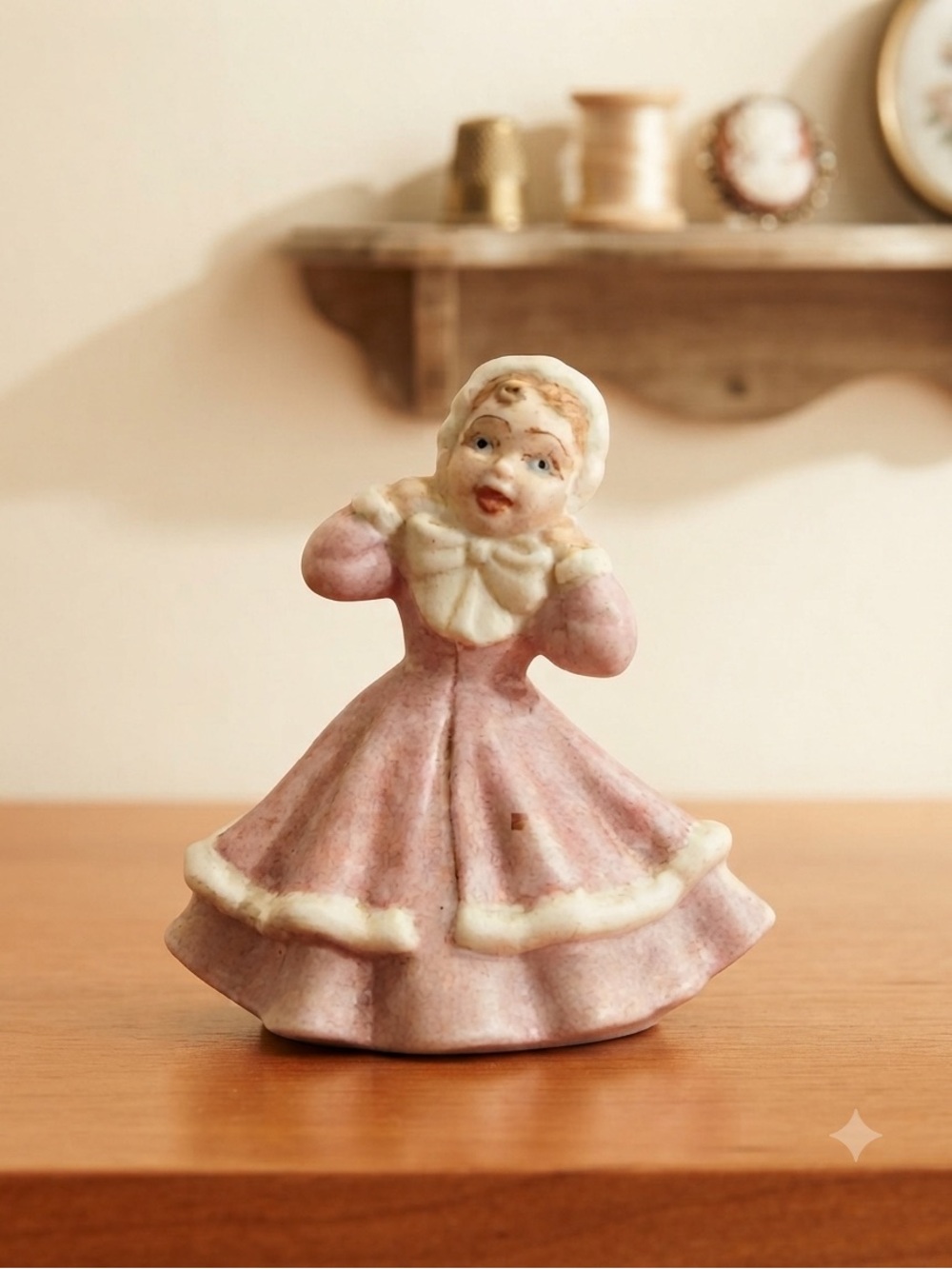 Vintage Pink Ceramic Figurine